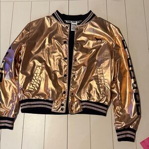 PINK Victoria's Secret Shimmering Rose Gold Bomber Jacket